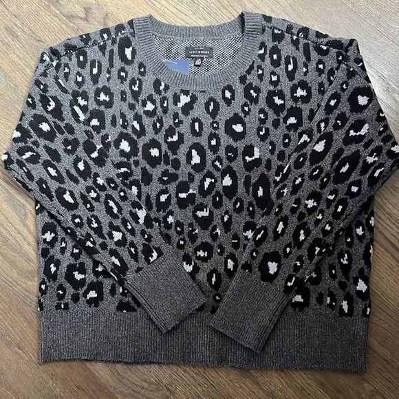 Lucky Brand Ladies Slouchy Crewneck Sweater Spotted Animal Cheetah Leopard Print - Picture 6 of 8